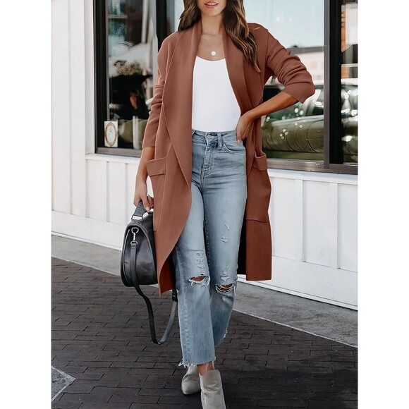 ANRABESS Women's Long Cardigan Fall Fashion Casual Oversized Knit Sweater, Small - Picture 3 of 13